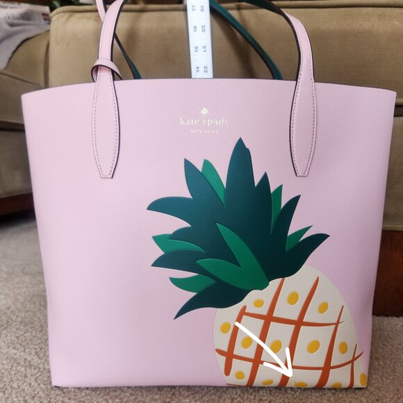 NWT Kate Spade Pineapple Colada Reversible Leather Tote With Matching Wristlet - Picture 2 of 15